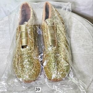 Gold Glitter Slip-On Shoes